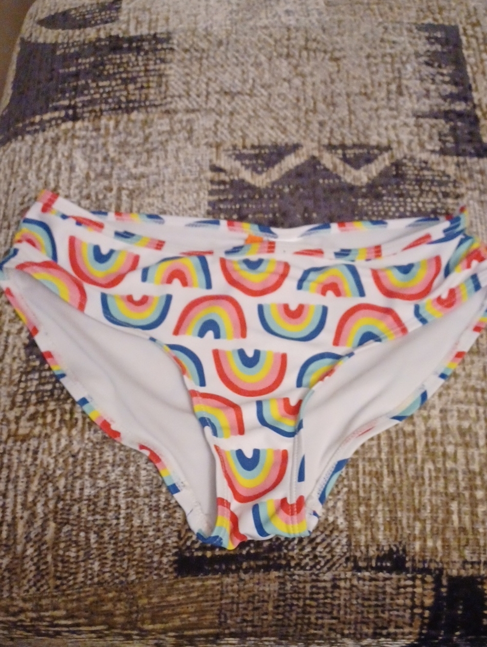 $4 Add-on Rainbow Print Swim Briefs - Size Large (10-12 Girl)